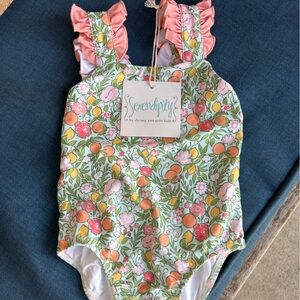 Serendipity Floral Orange Print One-Piece Swimsuit - Pink/Peach/Green